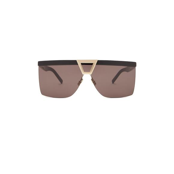 Saint Laurent 'Palace Mask' Black & Light Gold Sunglasses One Size - Picture 1 of 6